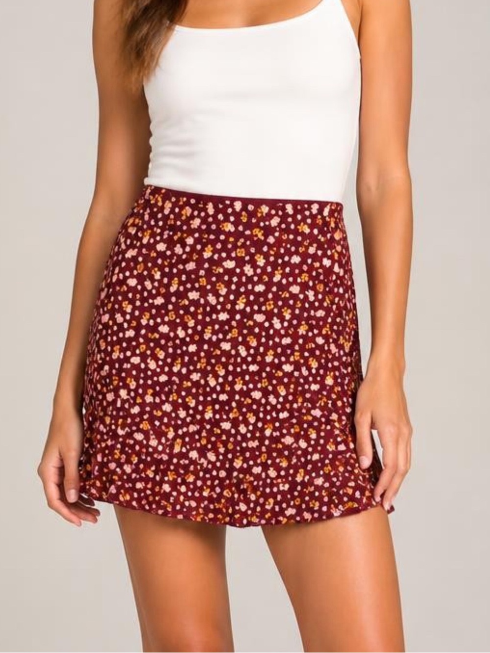 Free People IRL Mini Skirt Sz 6 Purple With Pink Flowers Side Zip Summer Days